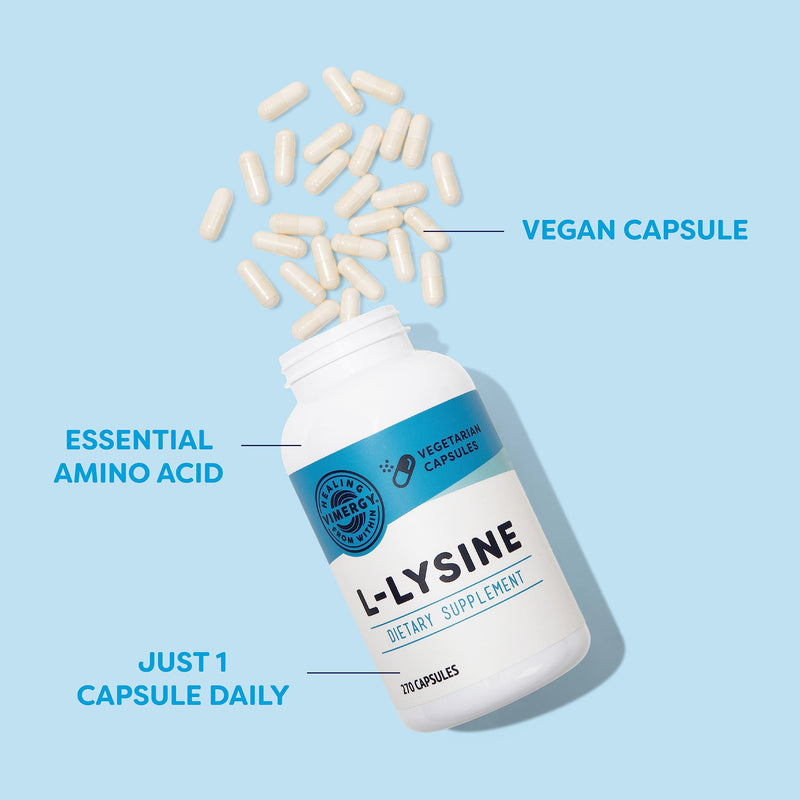 [Australia] - Vimergy L-Lysine 500MG Capsules, 270 Servings – Essential Amino Acid – Supports Immune System, Healthy Skin, Muscles, Bone & Tissue – Vegetarian, Non-GMO, No Gluten, Kosher (270 count) 270 Count (Pack of 1) 
