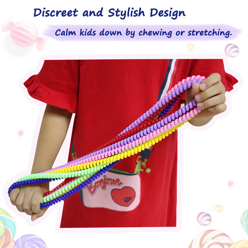 [Australia] - Sensory Chew Necklace for Boys and Girls, 6 Pack Stretch Chewing Necklaces for Kids with Autism ADHD SPD, Oral Motor Aids Baby Chew Toys Reduce Fidgeting for Kids Chewer (6) Rainbow 