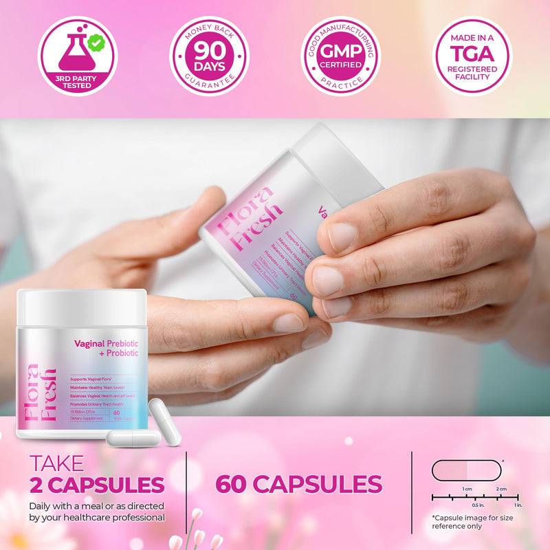 Vaginal Probiotics for Women Vaginigal Health, Prebiotic + Probiotic, 15 Billion CFUs, 60 Capsules - Clinically Tested for UTI Prevention, pH Balance & Vaginal Flora Wellness