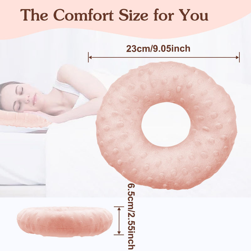[Australia] - Piercing Pillow, Ear Hole Piercing Pillows, Donut Ear Pillow, Ear Guard Protector for Ear Pain, Piercing, CNH, Pain Relief Sleeping, Pressure Sore, Headphones, Minky Dot. (Pink) Pink 