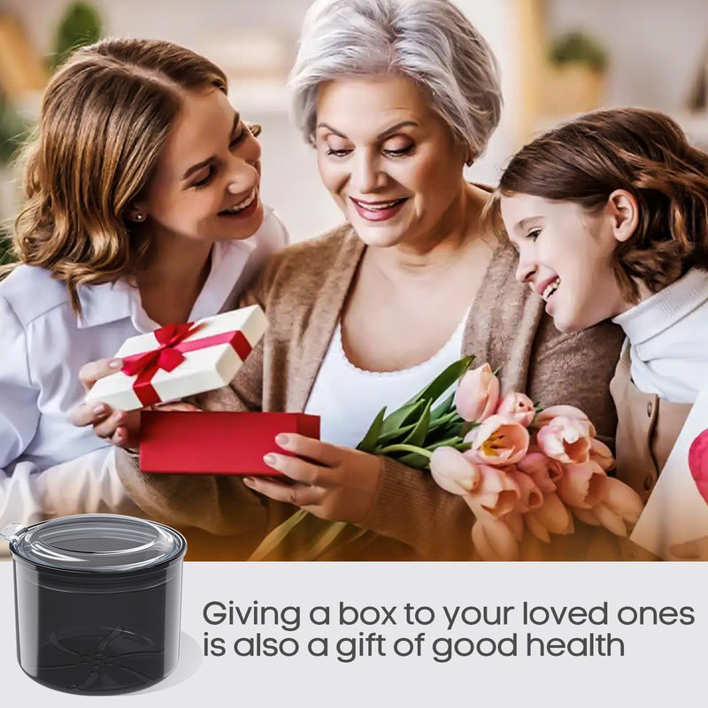 Denture Case, Denture Bath Cup with Brush, Denture Container Cups for Soaking Dentures, Retainers, Mouth Guard Storage Case, Denture Cleaning Holder Box - Black