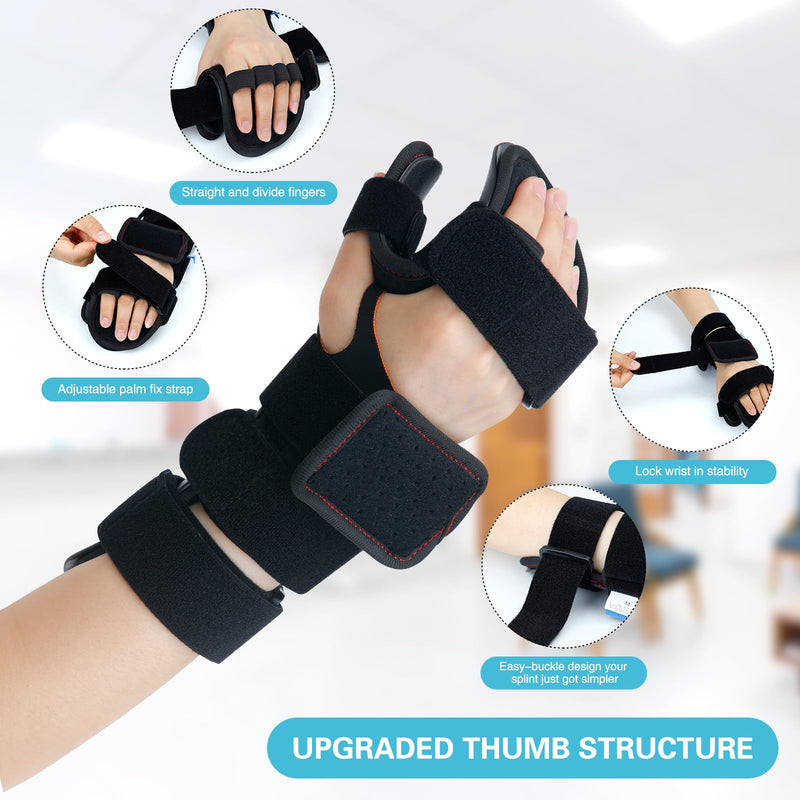 [Australia] - Stroke Resting Hand Splint & Wrist Brace Support Bundle - Prevent Flexion Contractures, Night Immobilizer Wrist Finger Brace with Finger Separator for Stroke Recovery, Arthritis, Tendinitis Left Medium 