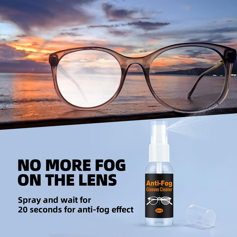 [Australia] - Ordilend Glasses Cleaner Eyeglass Cleaning Kit with 24H Anti Fog Spray for Glasses and Microfiber Cloth, Portable Eyeglass Cleaner Tool Lens Cleaning kit for Camera Lenses Light Black 