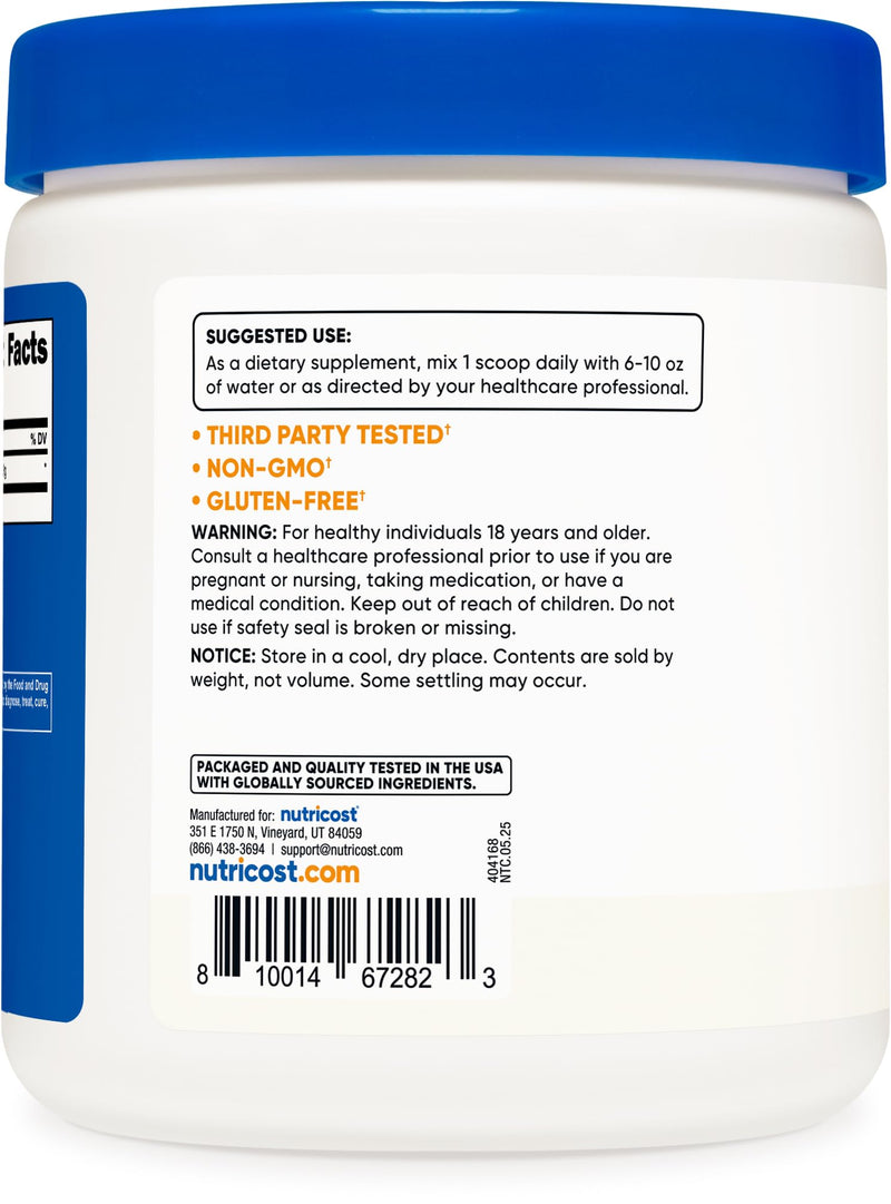 [Australia] - Nutricost Glycine Powder 1lb - Non-GMO, Gluten Free 