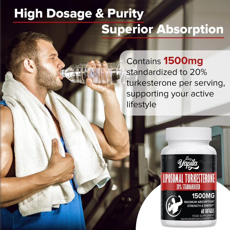 Liposomal Turkesterone Supplement - 1500mg Ajuga Turkestanica Extract, Standardized to 20% Turkesterone, Max Absorption, High Strength for Bodybuilding, No Additives, Non-GMO, 2 Package