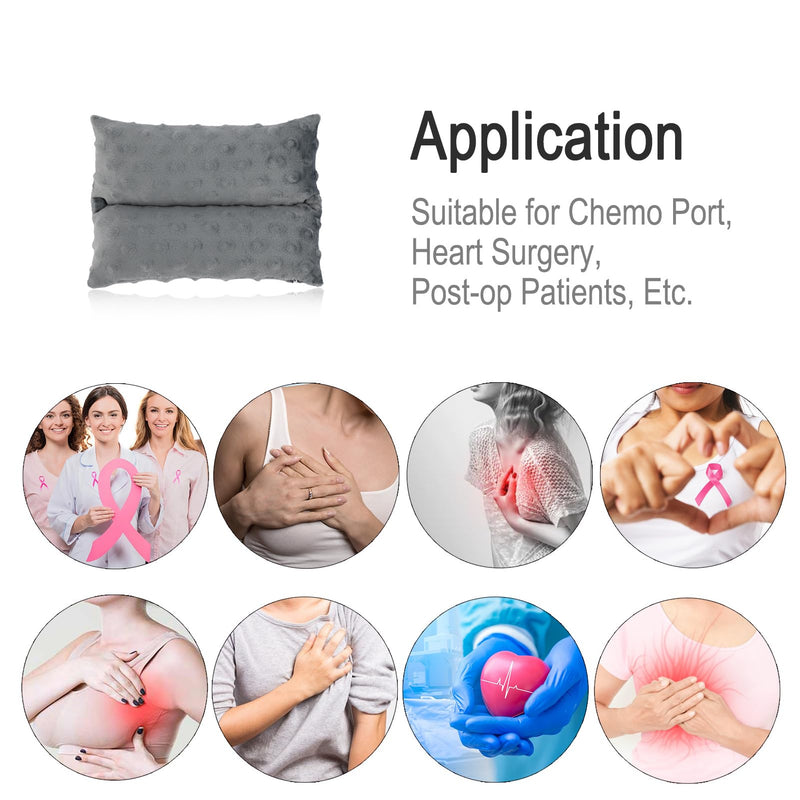 [Australia] - Pacemaker Pillow Chemo Port Pillows for Mastectomy, Open Heart Surgery Recovery Gifts Breast Cancer Bypass Post Surgery Cushion, Minky Dot Dark Gray 