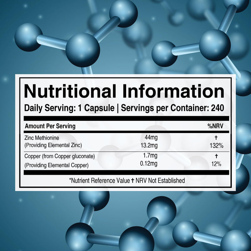 Pure Nutrition Zinc Methionine | 240 Veg Caps | Supports Immunity