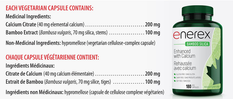 [Australia] - Bamboo Silica with Calcium Citrate - 180 Veggie Caps for Bone & Dental Health, Enhanced Hair, Skin & Nails Growth - Plant-Based Supplement, Bamboo Extract & Organic Silica for Wellbeing 
