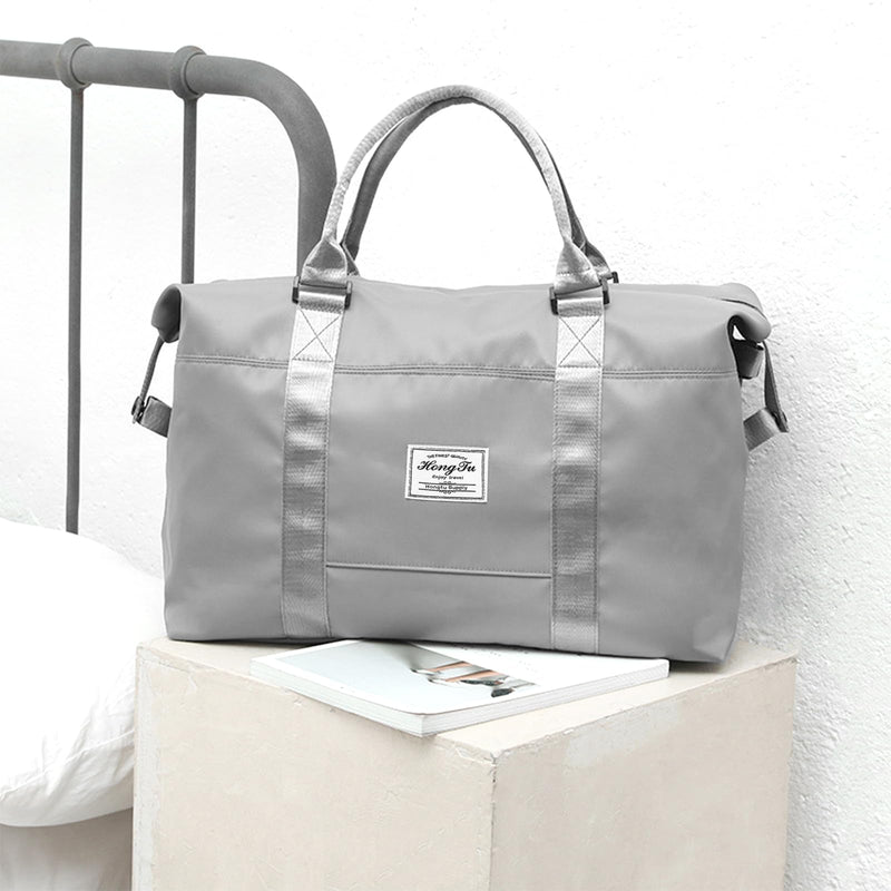 INVODA Travel Duffel Bag Sports Tote Gym Bag Shoulder Weekender Overnight Bag Carry on Travel Bag for Women (grey)