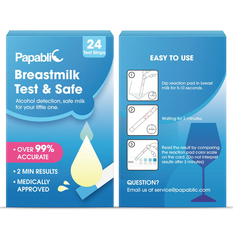 Papablic 36+24 Breastmilk Alcohol Test Strips 2-mins Quick & Accurate Detection for Alcohol in Breastmilk