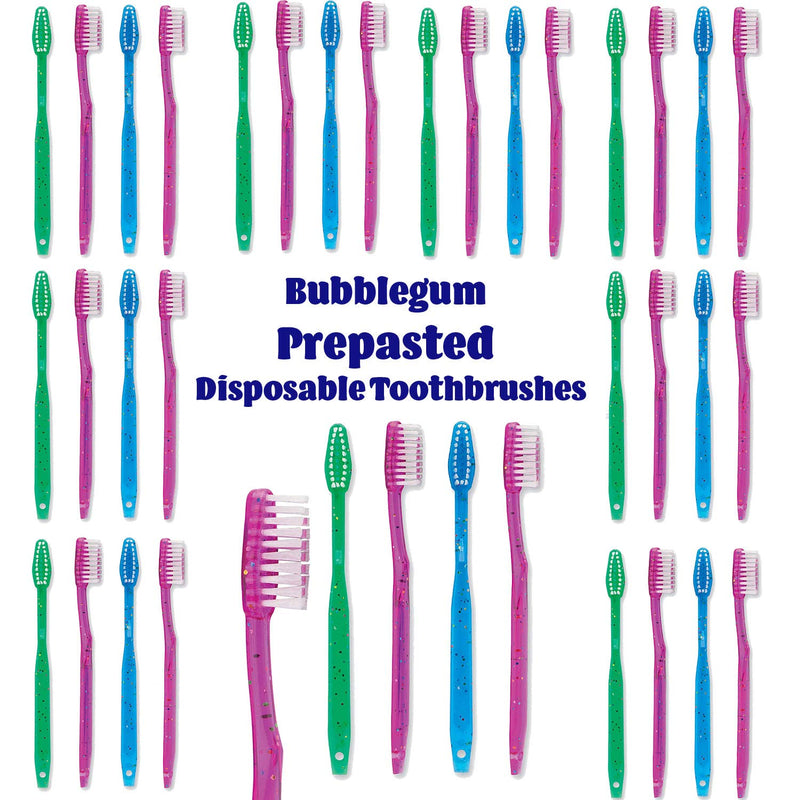 [Australia] - Kids Prepasted Toothbrushes Individually Wrapped - Bubblegum Disposable Toothbrushes with Sparkles (36 Pack) 36 