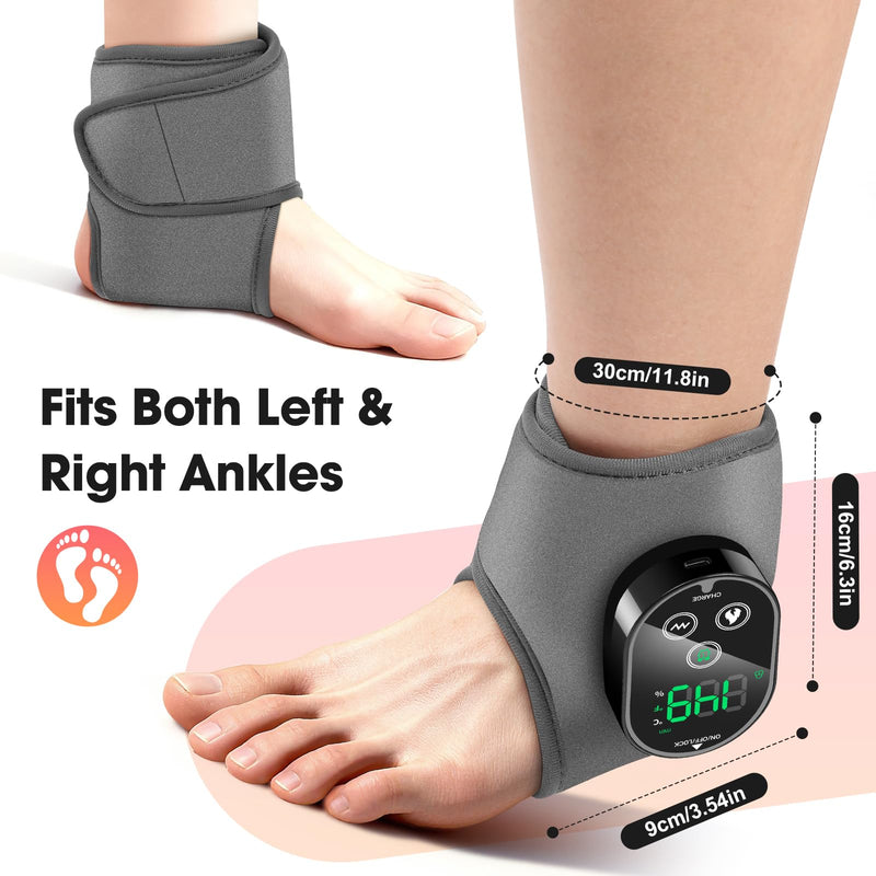 Cordless Ankle Massager for Pain Relief, Heated Ankle Massager, Foot Massager for Neuropathy, Ankle Heating Pad, Foot Heating Pad, Heated Foot Massager, Single One, Grey Gray