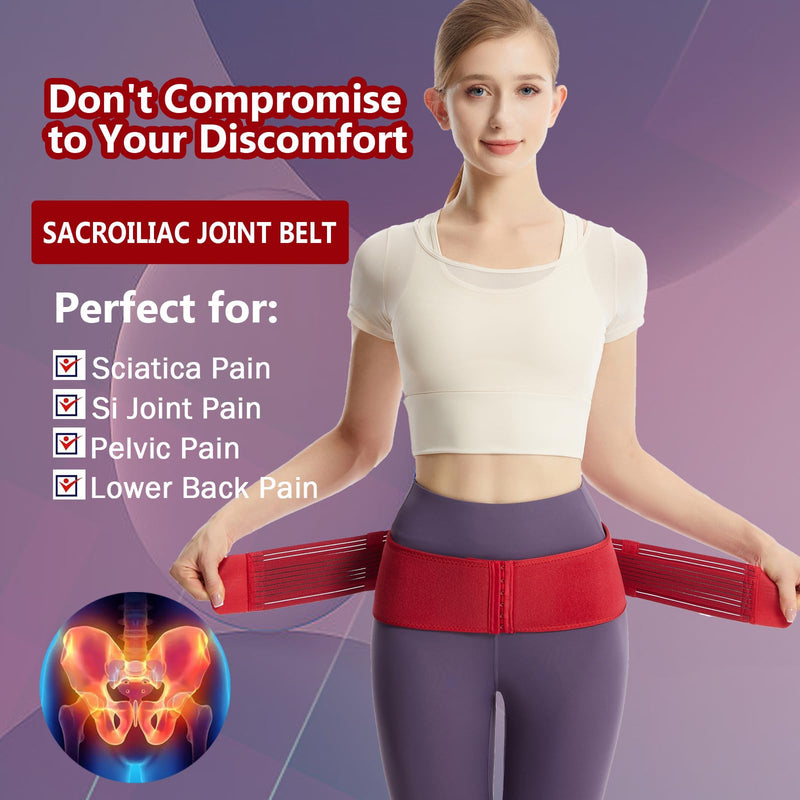Paskyee Sacroiliac SI Joint Hip Belt with Extra 6-Row Hooks&Eyes, Lower Back Support Brace for Men and Women - Pelvic Support Belt,Sciatica Pelvis Lumbar Hip Pain Relief Plus Size Plus ( Hip Size 39.4"-45.3")