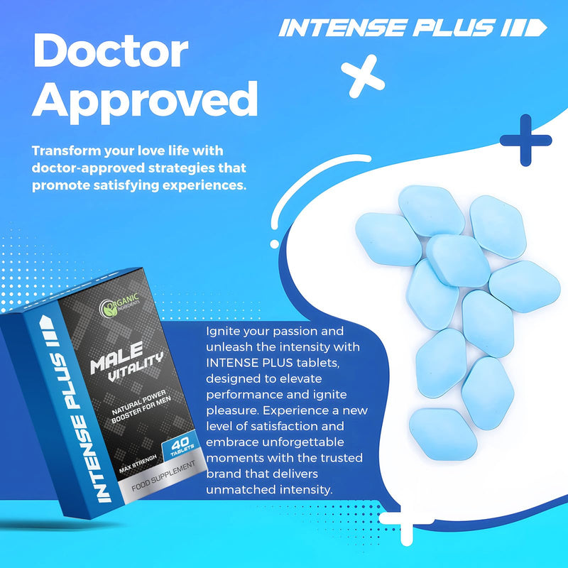 Intense Plus 40 Tablets for Men – Extra Strong, Fast-Acting Energy and Stamina Pills – for Enhanced Performance with Ginseng and Herbal Extracts – Made in The UK