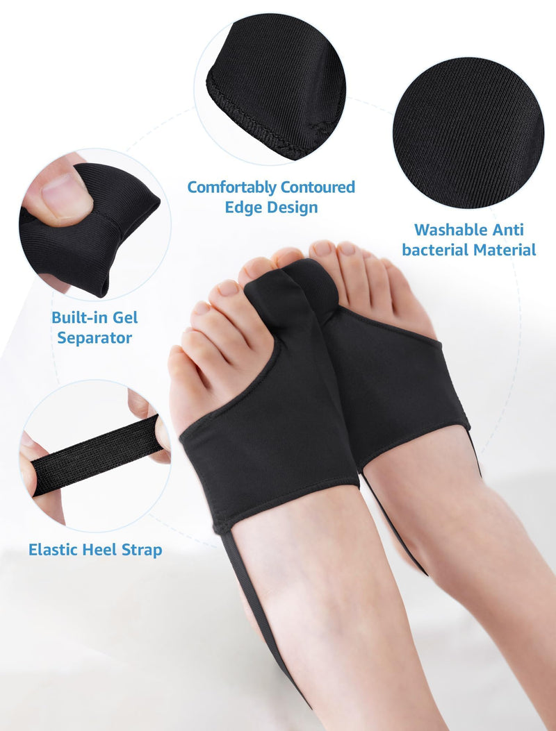 [Australia] - Bunion Corrector for Women and Men, Breathable Big Toe Straightener, Bunion Relief Splint & Pad, Comfortable for Day/Night Use, Fit for R/L, Washable Black-M-2Pack 