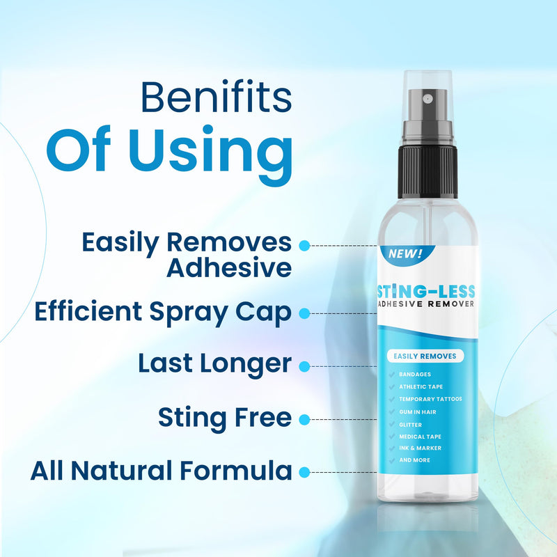 [Australia] - Sting-Less Adhesive Remover for Skin | Bandage & Surface Adhesive Remover | Sting Free Formula | All Natural | Removes Bandages, Tape, Gum in Hair, Glitter, Wig Adhesives | Made in The USA | 4 Oz Spray Bottle 2.0 