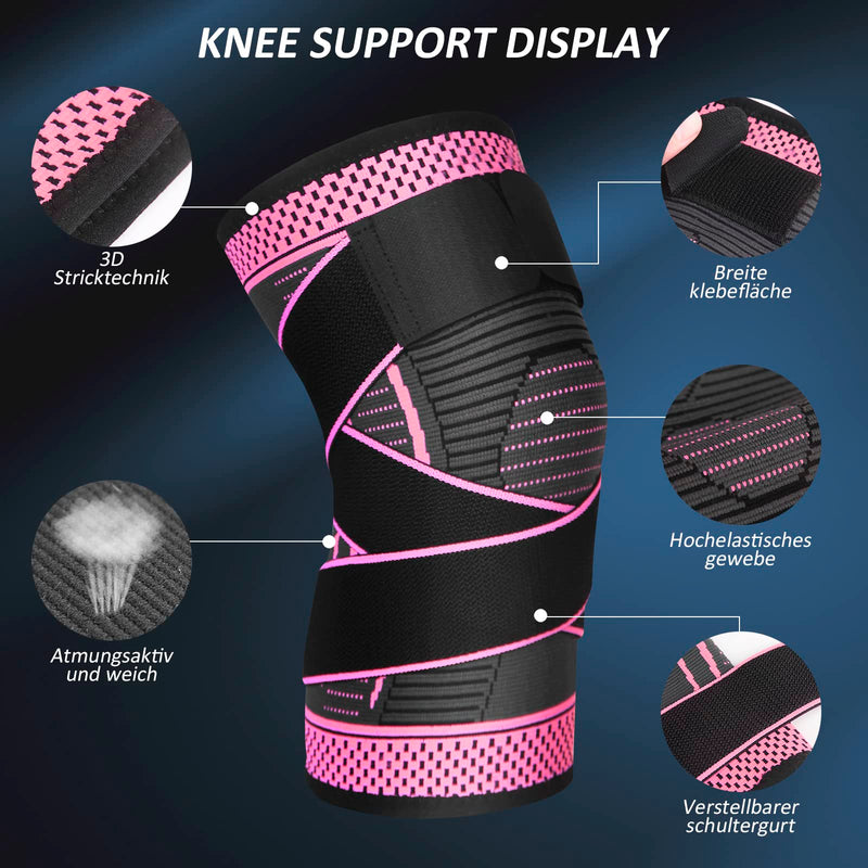 [Australia] - Ruilala Knee Support 1 Piece Knee Brace with Adjustable Velcro Bandage Compression Knee Brace for Men Women for Arthritis ACL Meniscus Tear Sports Fitness Weight Lifting Jogging (Rose Red, L) Rose Red 