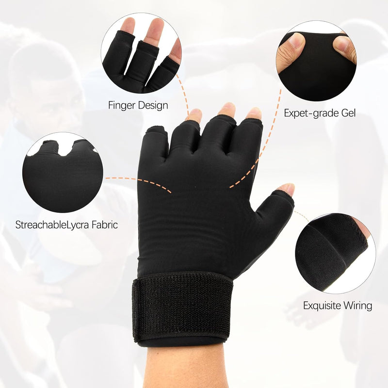 Hand Ice Pack Glove for Arthritis, FSA Eligible, Soft Gel Thumb Ice Pack Wrap Reusable Hot Cold Therapy Wrist Cold Pack for Tenosynovitis, Swelling, Surgery, Tendonitis, Carpal Tunnel Black 1.0
