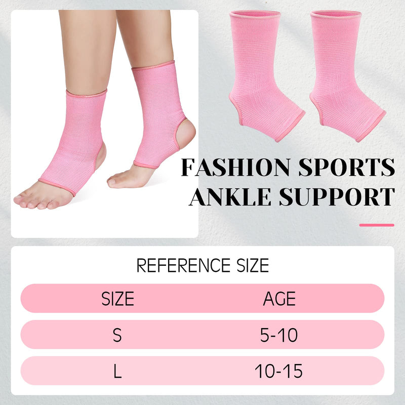 [Australia] - Haysandy 4 Pieces/ 2 Pair Kids Ankle Support Brace Elastic Kids Compression Socks Knitted Ankle Sleeve for Jogging Running Fitness (Pink,5-10 Years) 5-10 Years Pink 