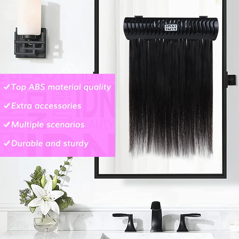 [Australia] - IDN BEAUTY Hair Extension Holder Stand for Styling, 4 Installation Modes With Tool, Black Hair Extension Holder Designed to Securely Hold Your Extensions for Washing, Styling, Packing and Storing 