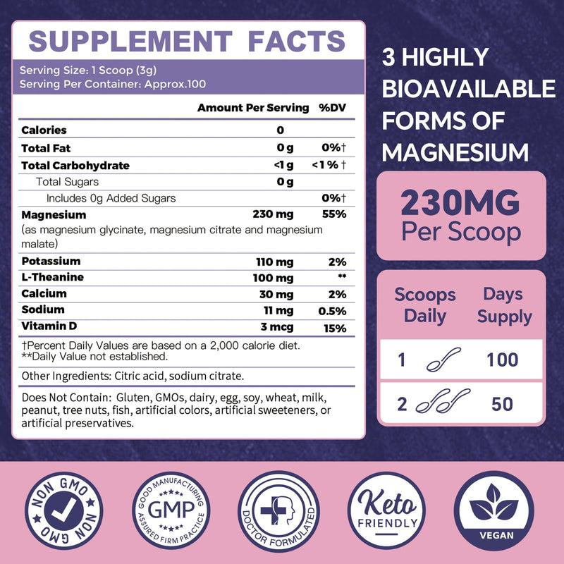 ZEBORA Magnesium Powder for Sleep, Muscle & Brain Health, 10.58oz (300g) | Chelated Magnesium Complex Supplement with Glycinate, Citrate & Malate, Unflavored Drink Mix with Electrolytes,Vegan, NON-GMO 10.58 Ounce (Pack of 1)