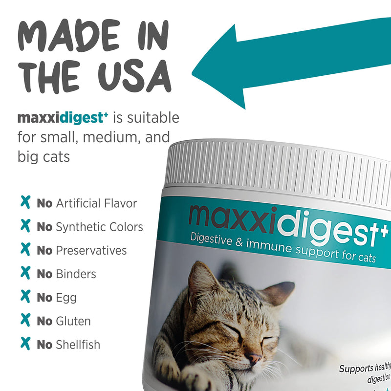maxxidigest+ Probiotic & Prebiotic Powder Supplement - Digestive & Immune Support for Cats, 7oz 7 oz - PawsPlanet Australia