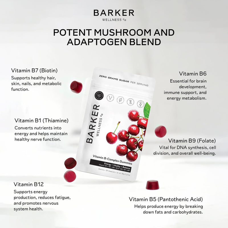 Barker Wellness Vitamin B-Complex Gummies – Energy & Metabolism, Sugar-Free