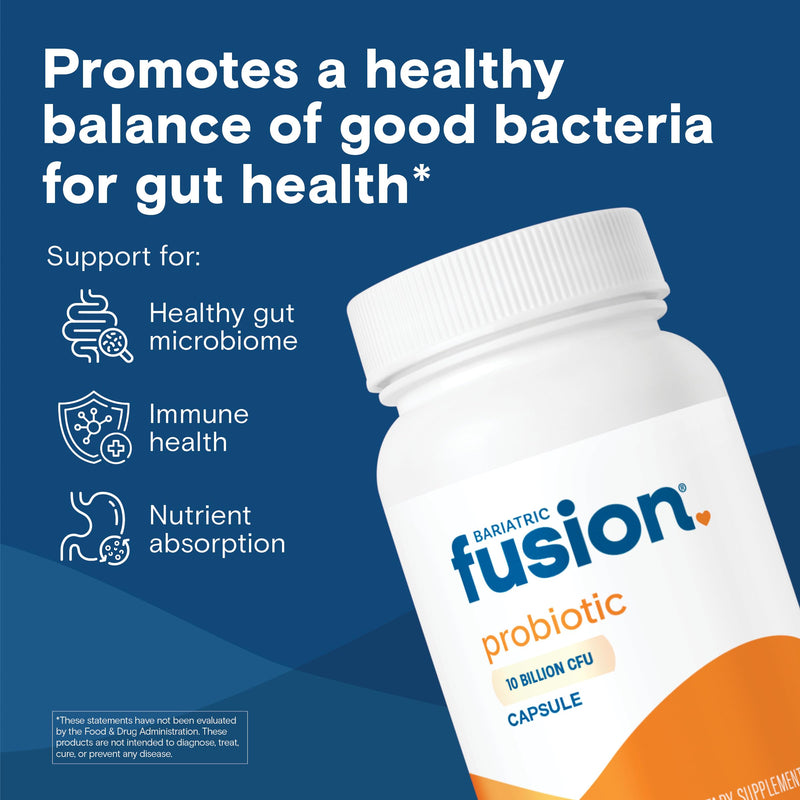 Bariatric Fusion Probiotic Capsule | Easy to Swallow Bariatric Vitamin | 10 Billion CFU | Bacillus Coagulans | Support Digestive & Immune Health | 60 Count