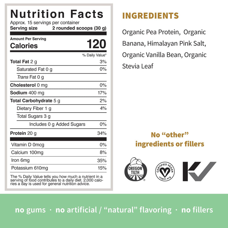 [Australia] - Sprout Living Organic Pea Protein Powder, Vanilla Flavor, 20 Grams of Plant Based Organic Protein Powder Without Sweeteners, Non Dairy, Non-GMO, Dairy Free, Vegan, Gluten Free (1 Pound, 15 Servings) Vanilla Pea Protein 1 Pound (Pack of 1) 