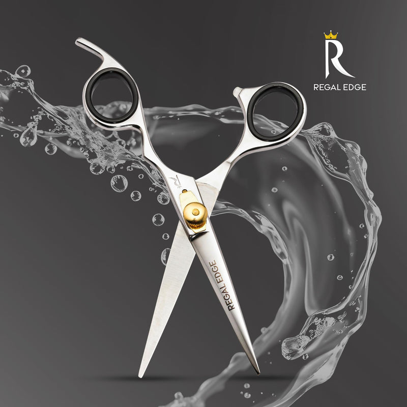 Hair Cutting Scissors - 6.5” Japanese Stainless Steel Professional Hair Scissors - Razor Edge Barber Scissors with Golden Tension Screw, Comb and Cloth - Hair Shears For Man Woman Adults Kids Babies