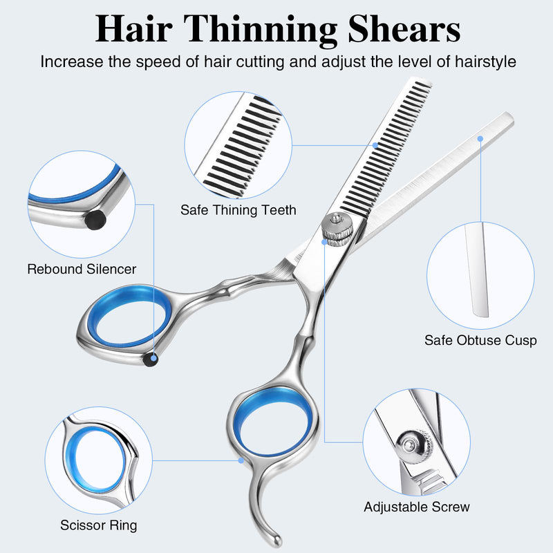 [Australia] - Hairdressing Scissors, 6.7 Inch Sharp Hair Scissors Set Stainless Steel Hair Cutting Scissors Professional with Protective Case, Hair Scissors Hairdresser Thinning Scissors for Beginners, Barber Shop, Pet Silver 