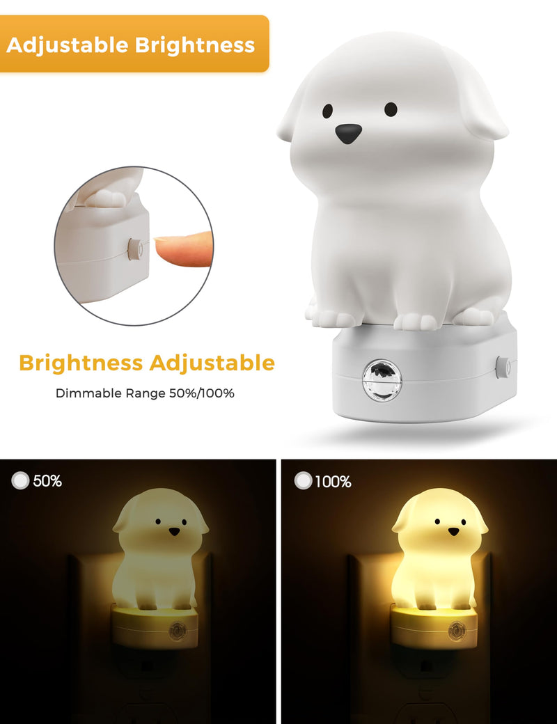 [Australia] - L LOHAS LED Plug in Night Light for Kids, 3D Cute Puppy Night Light with Dusk to Dawn Sensor, RGB+Soft White 3000K Dog Night Light, Christmas Birthday Gift Nightlight for Kids, Room Decor 1 