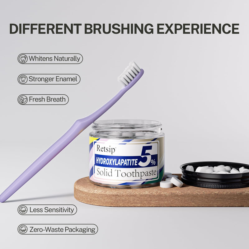 Toothpaste Tablets - 5% Nano Hydroxyapatite, Fluoride Free, Travel Friendly, Eco &Plastic Free, Remineralize & Whitening - 186pcs