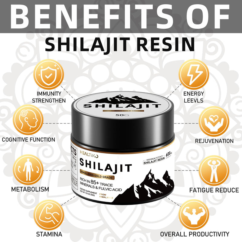 [Australia] - Shilajit Pure Himalayan Organic Shilajit Resin - 600mg Maximum Potency Gold Grade Shilajit Natural Authentic with 85+ Trace Minerals & Fulvic Acid for Energy & Immune Support, 50 Grams (1 Pack) 1.76 Ounce (Pack of 1) 