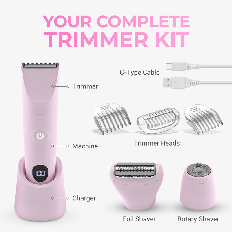 [Australia] - Peach Fuzz™ Bikini Trimmer for Women – 3in1 Body Hair Trimmer, Female Razor for Pubic Hair, Electric Shaver for Private Area, Bikini Line Groomer with Safe, Skin-Friendly Design 