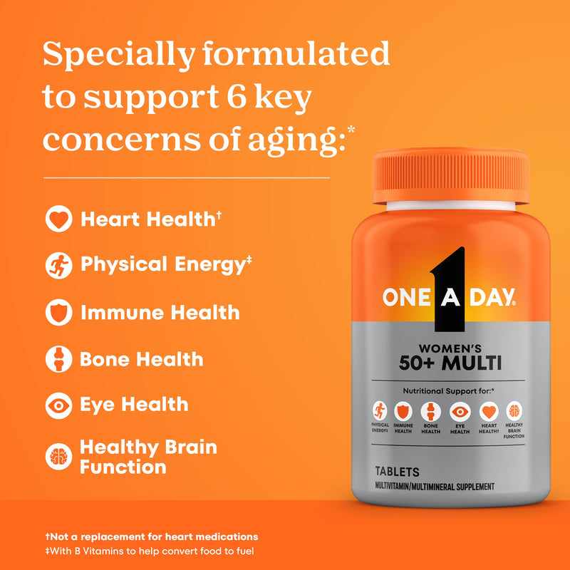 One A Day Multivitamin for Women 50 and Over Tablets, Womens Multivitamin 50 plus with Vitamins D, C, E, Zinc & Biotin, Daily Vitamins for Woman 50+, 100 Ct (Packaging May Vary) 100 Count (Pack of 1)