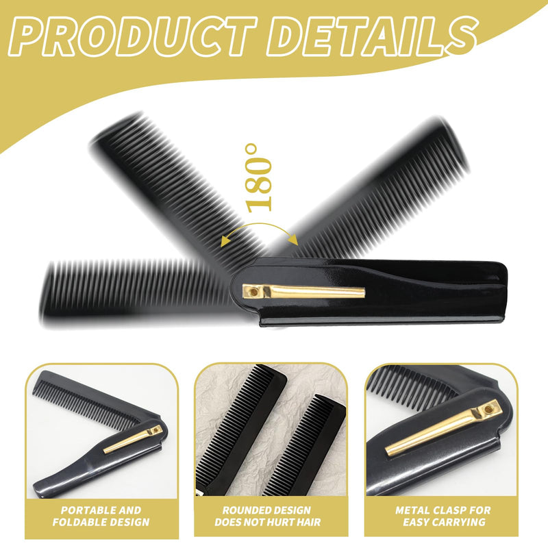 [Australia] - Pack of 2 men's folding comb, folding comb for men, foldable hair and beard comb, portable mini folding comb, anti-static pocket comb for beard and hair care, ideal for travel and everyday life 