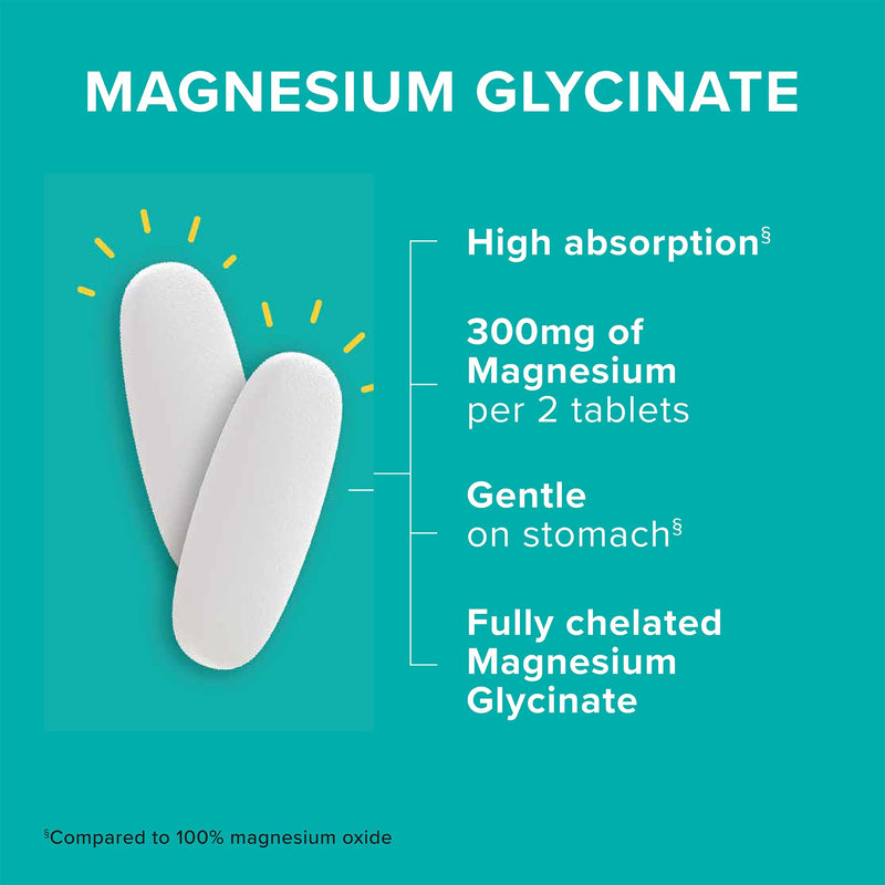 [Australia] - Qunol Magnesium Glycinate 300mg, 100% Glycinate Chelated Magnesium Supplement, 90ct Tablets 90 Count (Pack of 1) 