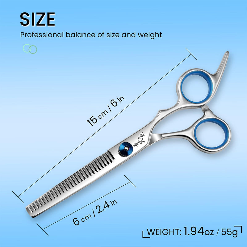 Hair Cutting Scissors, Thinning Shears Professional Haircut Scissors, 6.0 Inch Texturizing Teeth Shears for Hairdressing, Salon and Home Use Silver-6.0 Inch Tooth