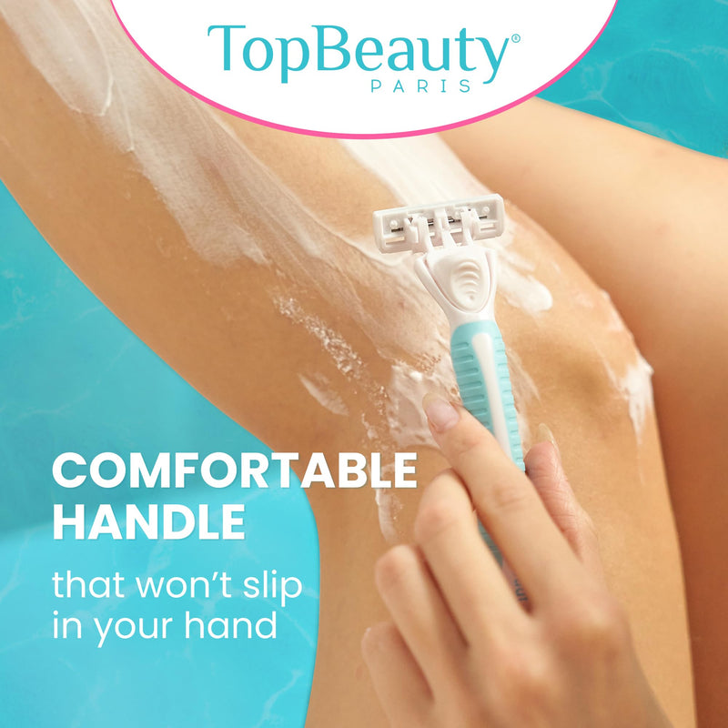 [Australia] - Paris Slim Razors for Women - Manual Razor with Refills (3 Handles + 57 Replaceable Cartridges) - 3-Blades Technology - Beautiful Price - Bikini Razor - Soft Shave & Loving Care 3 Handles + 57 Refills 