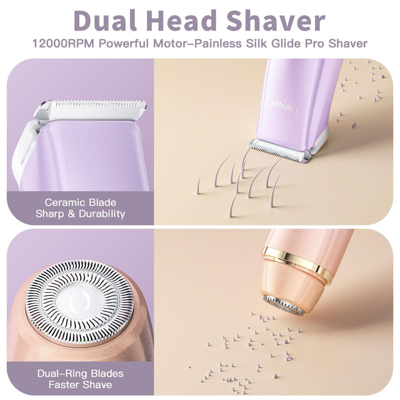 [Australia] - Bikini Trimmer for Women, Electric Razors with Dual Heads, Rechargeable Pubic Hair Trimmer with IPX7 Waterproof, Painless Pro Shaver for Underarm Leg Arm Body Face Private Area（RoyalRose） Royalrose 