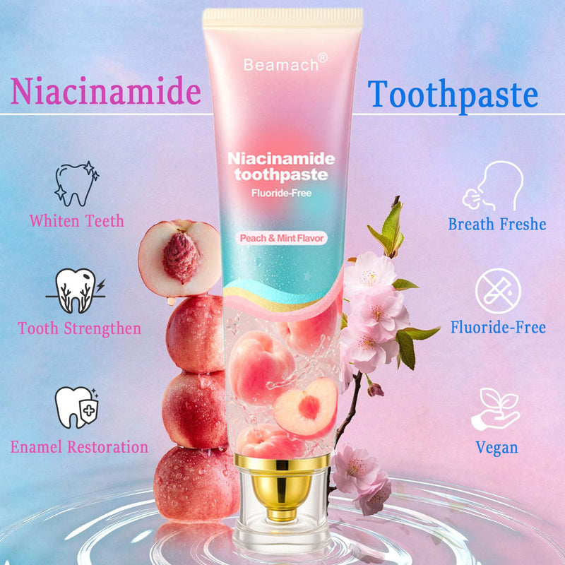 [Australia] - Niacinamide Whitening Toothpaste, Triple White Probiotic Whitening Toothpaste, Fluoride-Free| Sensitivity Relief | Fresh Breath & Stain Removal Formula | Sakura Peach Fragrance (2) 2 