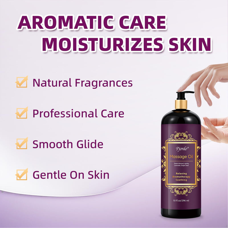 [Australia] - Aromatherapy Lavender Massage Oil, 10 fl oz Relaxing Massage Oil for Massage Therapy with Grape Seed, Sweet Almond & Jojoba, Spa Quality Oils for Soothing, Calming 10 Fl Oz (Pack of 1) 