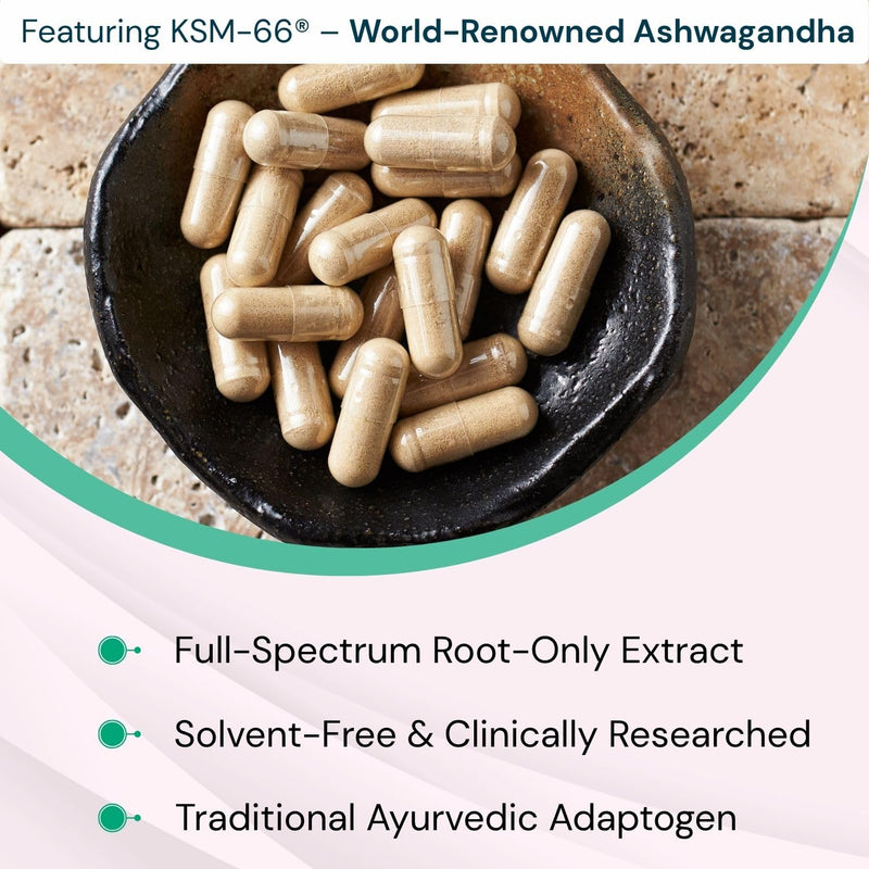 Earth's Secret KSM-66® Ashwagandha Capsules 300mg - Full-Spectrum Root Extract - Supports Calm, Emotional Balance, Mental Focus, Restful Sleep - Made in UK - 2 Month Supply - 60 Vegan Capsules