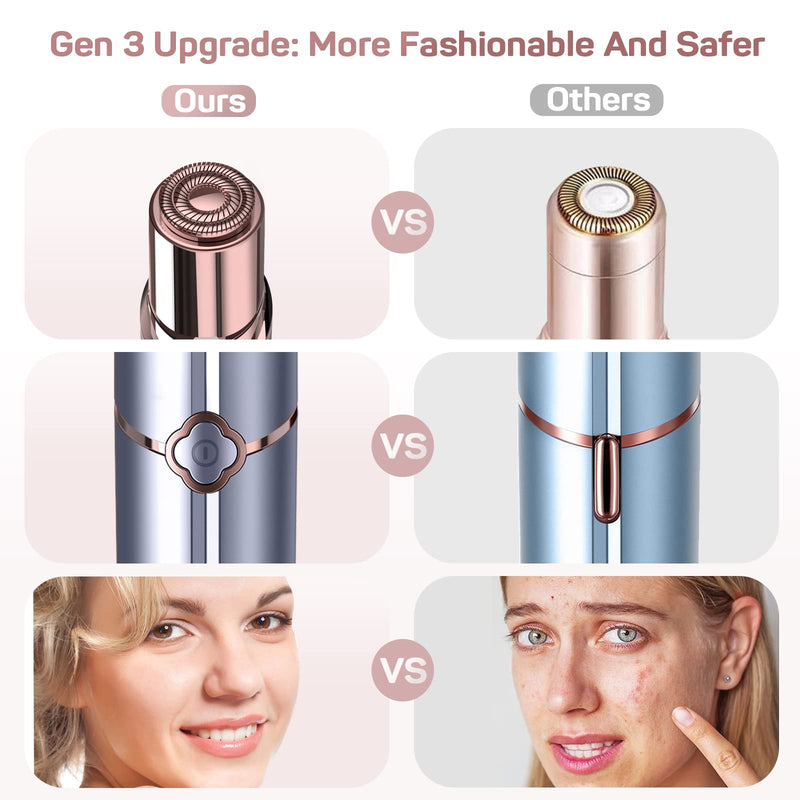 [Australia] - Facial Hair Removal for Women, GURELAX Hair Remover for Face, Painless Hair Removal Device, Face Shavers for Chin Upper Lip -Included 4 x Replacement Heads Blue+4 Heads 