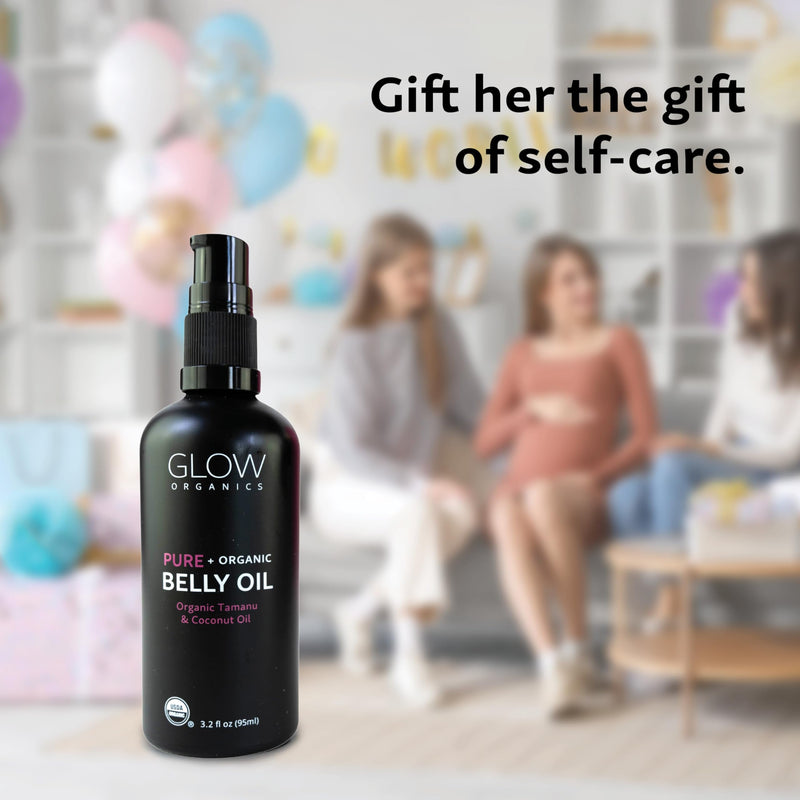 [Australia] - Glow Organics Belly Oil for Pregnancy, Prevents Stretch Marks & Scars, Organic Maternity Skincare, Fast-Absorbing, Pregnancy Safe Daily Ritual, 95ml 