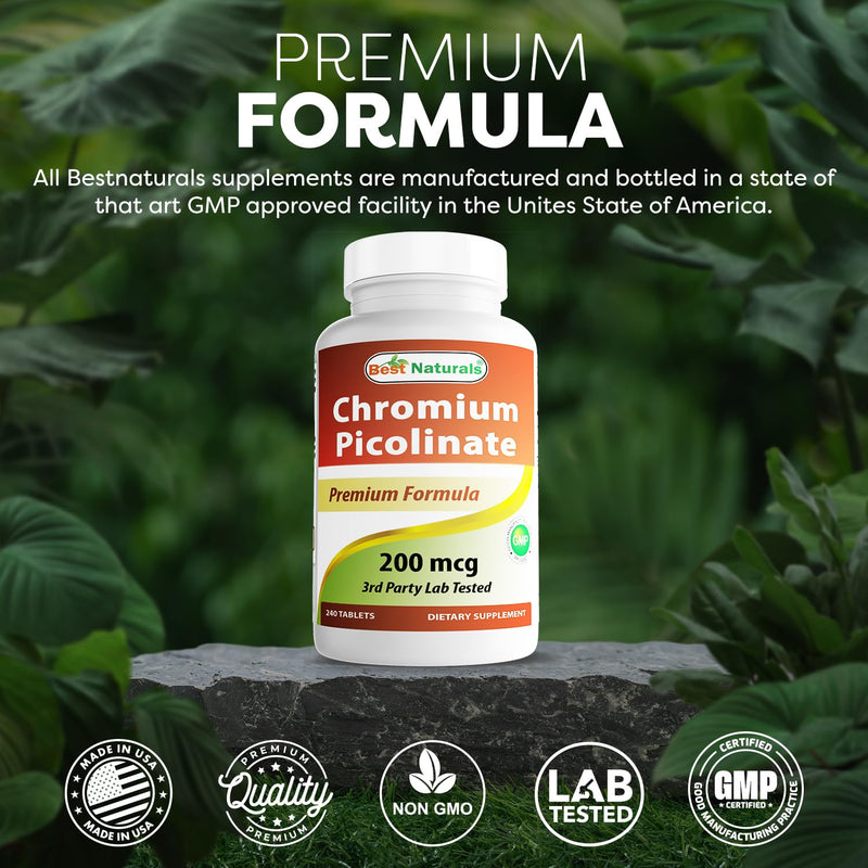 [Australia] - Best Naturals Chromium Picolinate Tablet, 200 mcg, 240 Count 