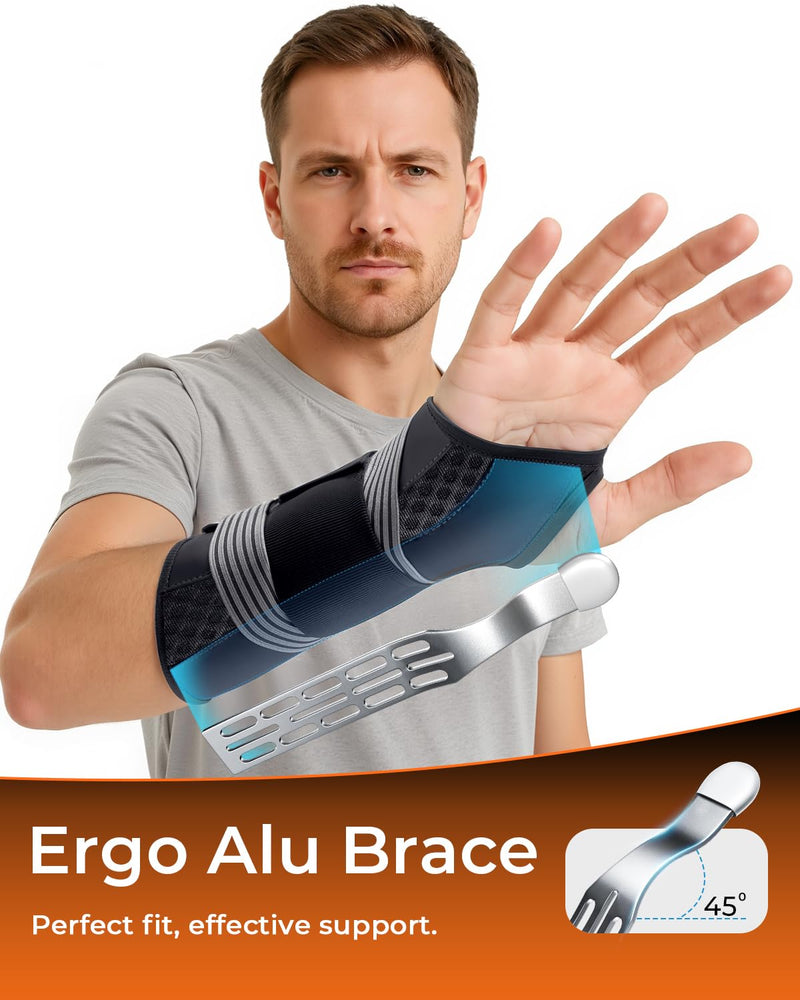 Carpal Tunnel Wrist Brace Night Support for Men Women, [Breathable Air Mesh] Wrist Splint for Tendonitis, Sprain, Arthritis, Medical-Grade Adjustment Rigid Hand Brace for Sleeping, Pain Relief, Work (Black, S/M, Left Hand) Black