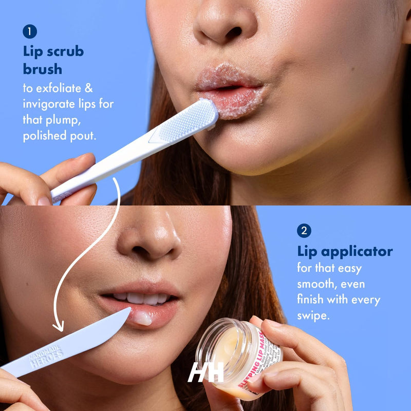 [Australia] - Handmade Heroes Lip Brush, Reusable Lip Exfoliator - Gentle Exfoliant, Use with Sugar Lip Polish and Lip Exfoliator Scrubber for Chapped and Dry Lips 2pc 
