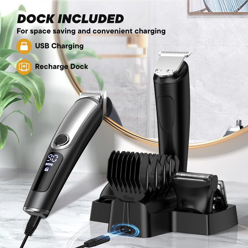 [Australia] - Beard Trimmer for Men, Electric Razor Shavers for Men, Cordless Rechargeable Waterproof Grooming Kit for Shaving Face, Mustache Nose Body Hair Trimmer Clipper, LED Display, Gifts for Him 